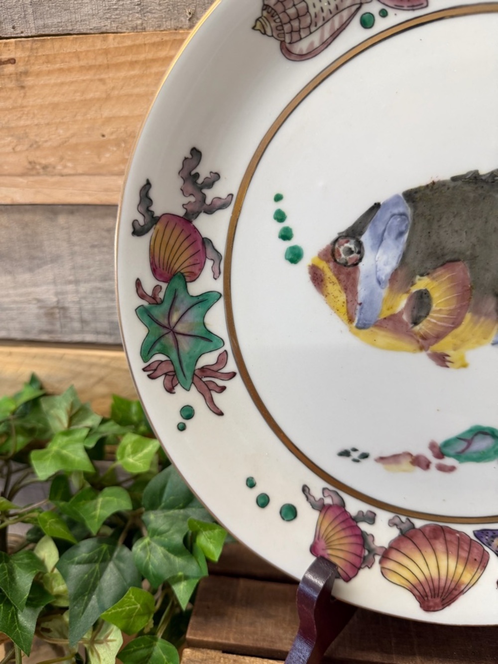 Decorative Fish/Shell Motif Ceramic Accent Plate - Multicolor - Picture 4 of 7